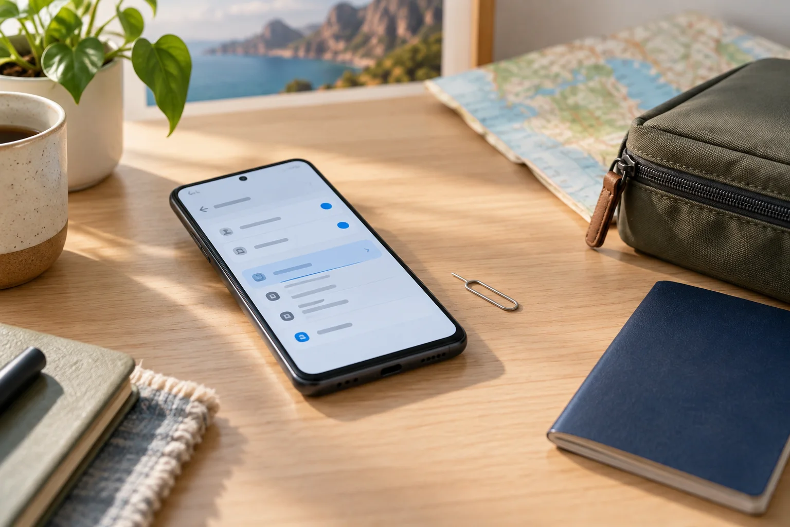 Traveler reviewing Android SIM settings before removing an eSIM profile