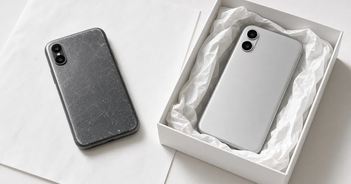 Older phone beside a new smartphone prepared for an eSIM Quick Transfer